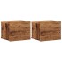 Mesitas de noche de pared 2 uds madera envejecida 40x32x30