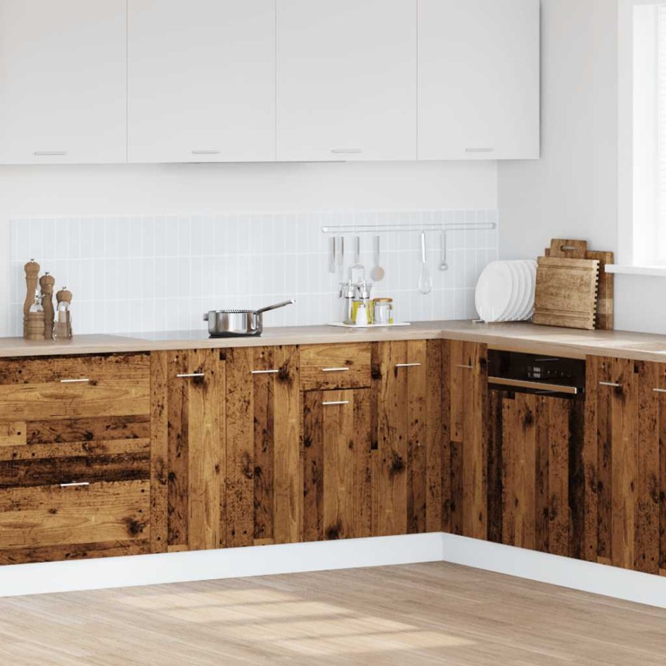 Armario inferior cajón cocina madera envejecida