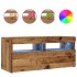 Mueble TV luces LED madera ingeniería envejecida 90x35x40
