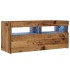 Mueble TV luces LED madera ingeniería envejecida 90x35x40