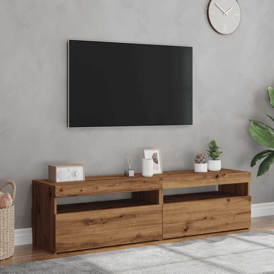 Muebles TV con luces LED 2 uds madera ingeniería roble