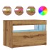 Mueble de TV luces LED madera roble artisan 60x35x40
