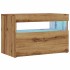 Mueble de TV luces LED madera roble artisan 60x35x40