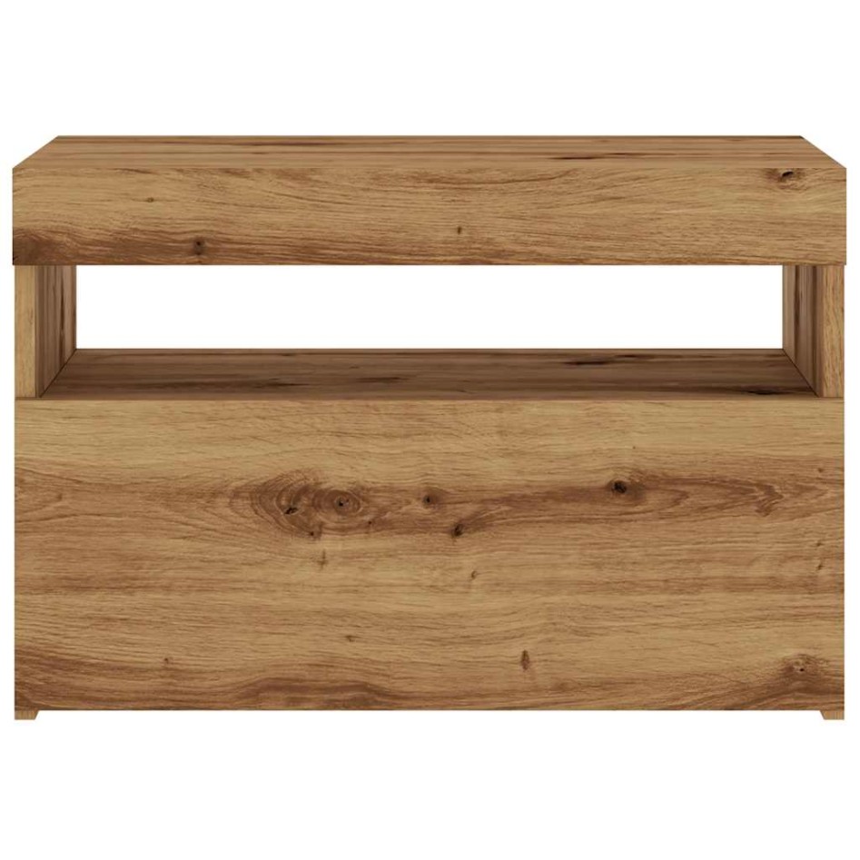 Mueble de TV luces LED madera roble artisan 60x35x40
