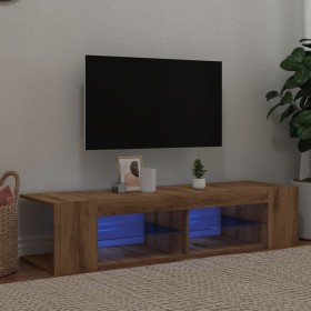 Mueble de TV luces LED madera roble artisan 135x39x30