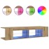Mueble de TV luces LED madera roble artisan 135x39x30