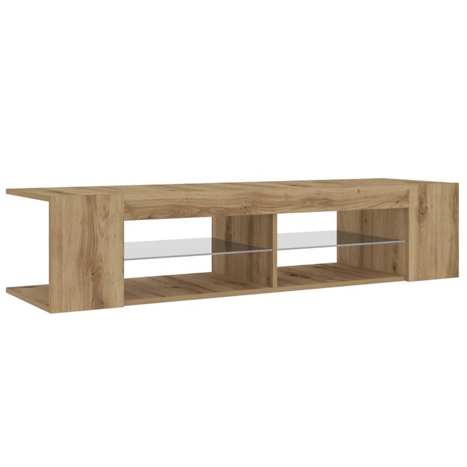Mueble de TV luces LED madera roble artisan 135x39x30