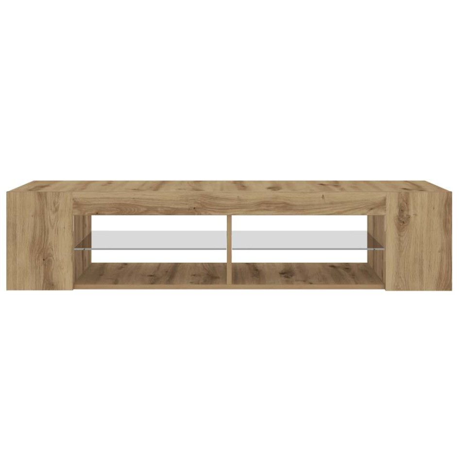 Mueble de TV luces LED madera roble artisan 135x39x30