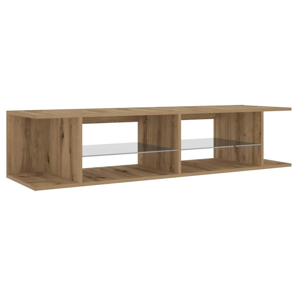 Mueble de TV luces LED madera roble artisan 135x39x30