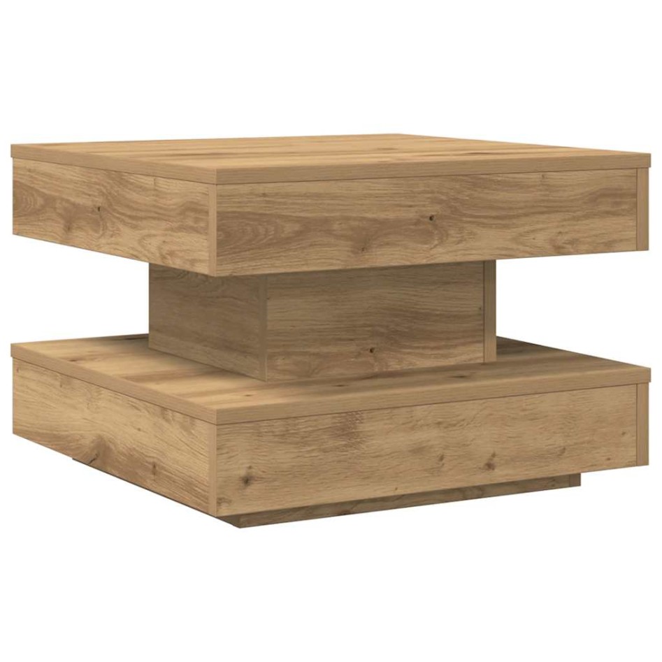 Mesa de centro giratoria 360 grados roble artisan 50x50x34,5