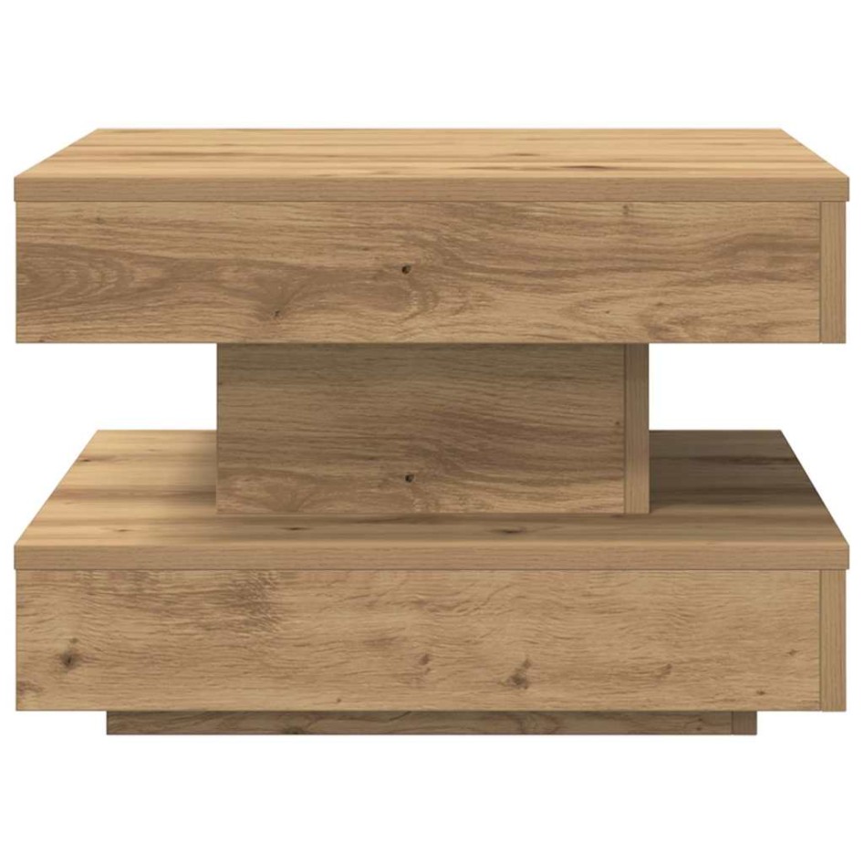 Mesa de centro giratoria 360 grados roble artisan 50x50x34,5