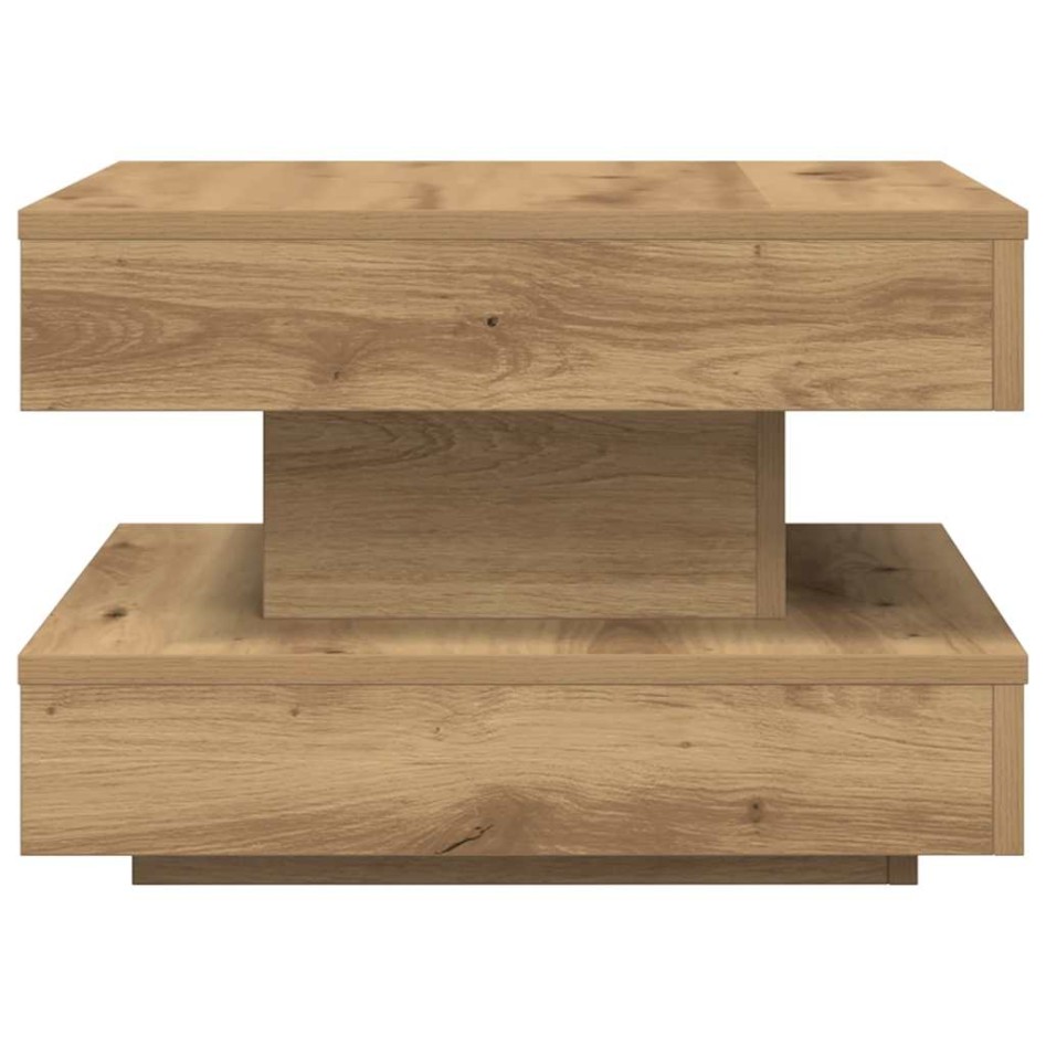 Mesa de centro giratoria 360 grados roble artisan 50x50x34,5