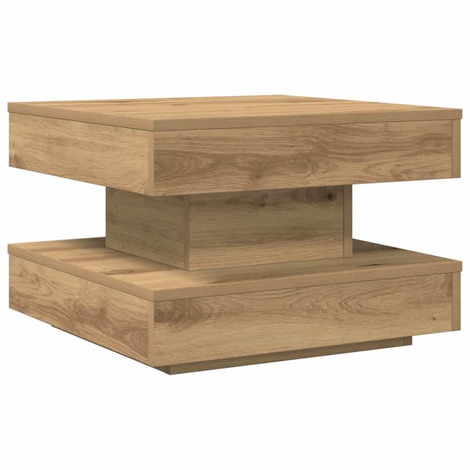Mesa de centro giratoria 360 grados roble artisan 50x50x34,5