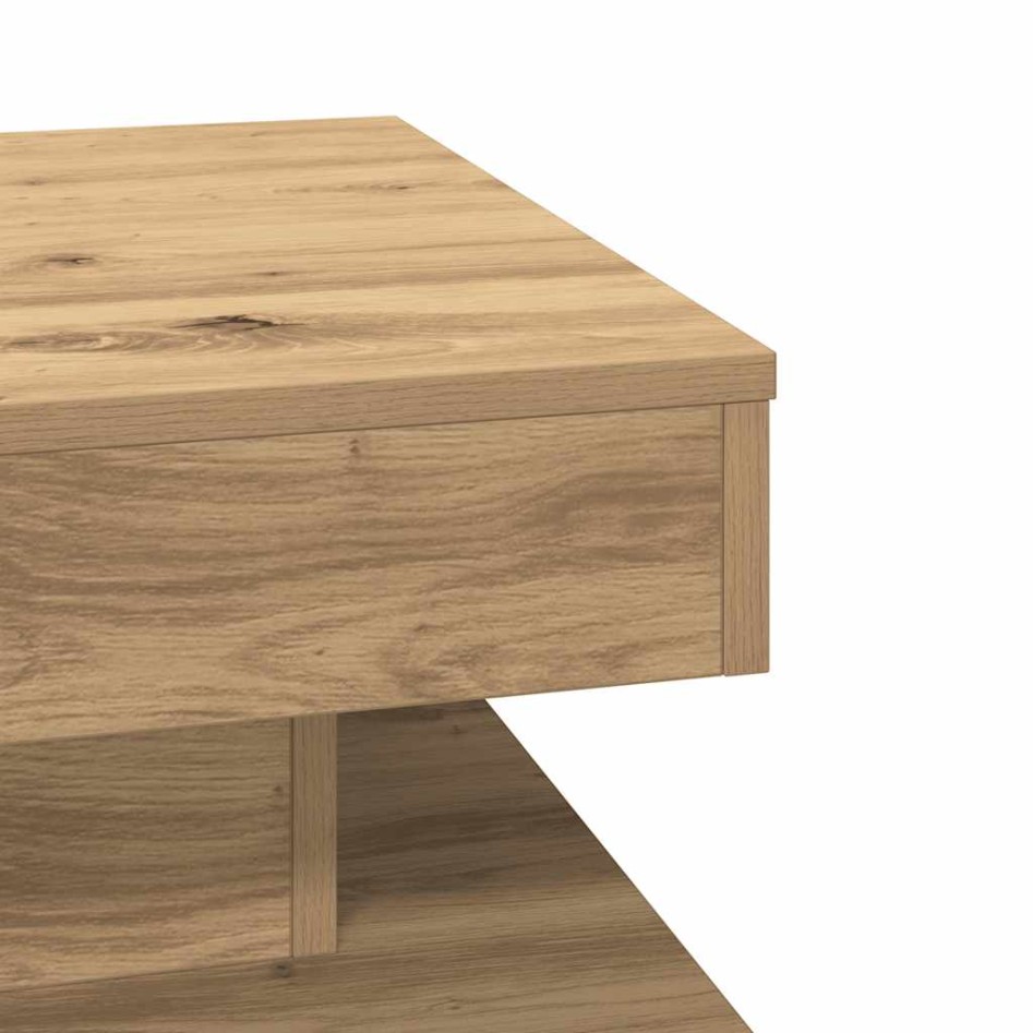 Mesa de centro giratoria 360 grados roble artisan 50x50x34,5