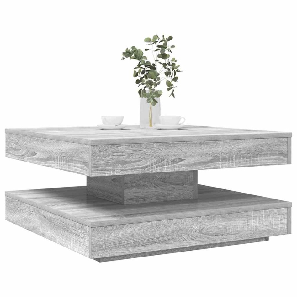 Mesa de centro giratoria 360 grados gris Sonoma 70x70x34,5