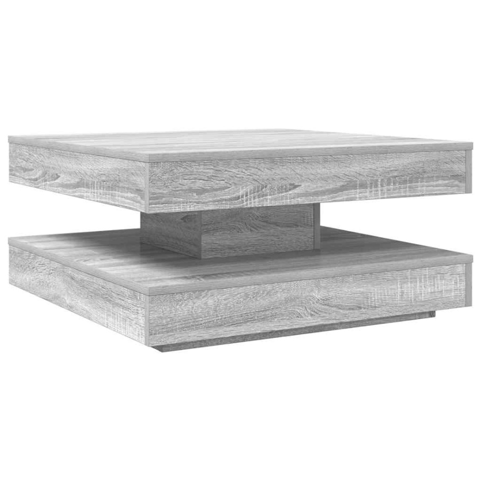 Mesa de centro giratoria 360 grados gris Sonoma 70x70x34,5