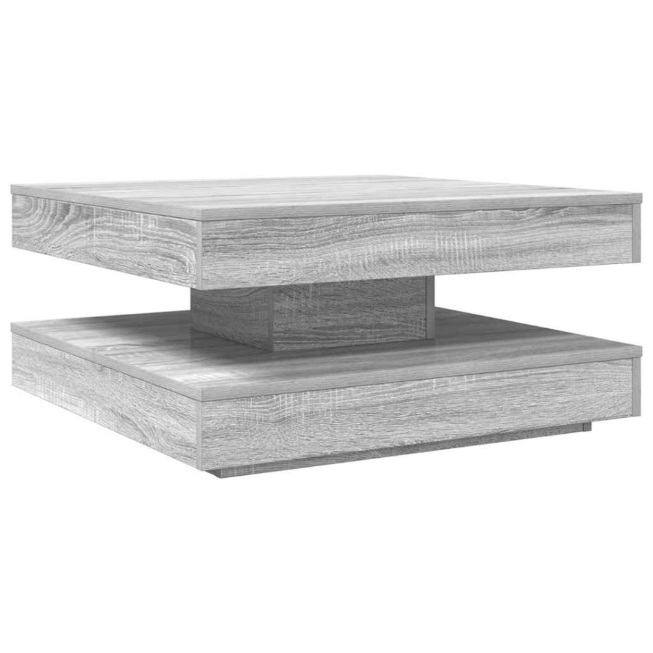 Mesa de centro giratoria 360 grados gris Sonoma 70x70x34,5