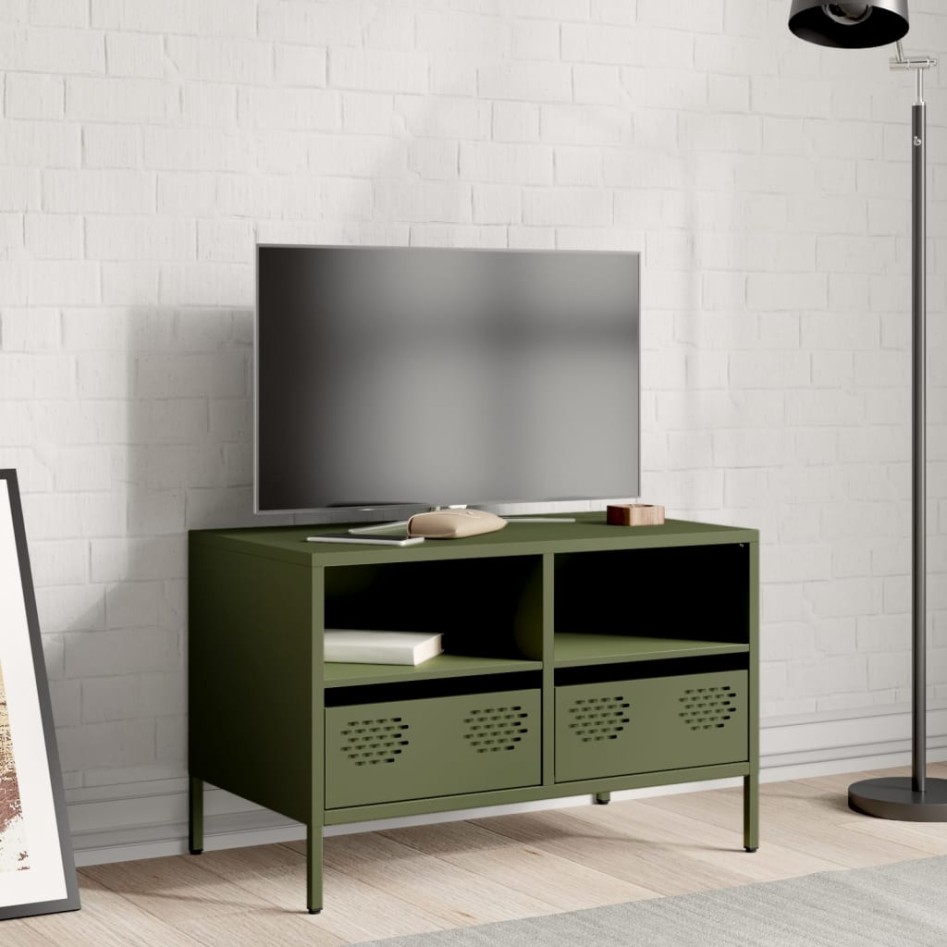 Mueble para TV acero laminado en frío verde oliva 68x39x43,5