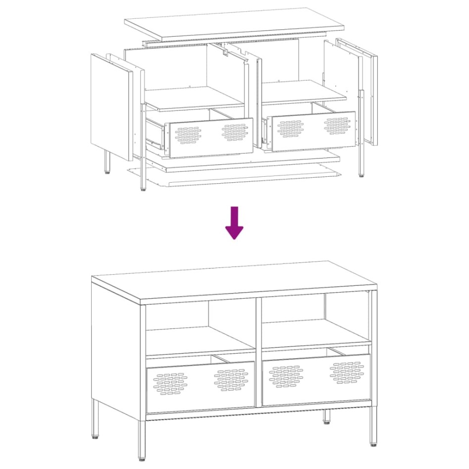 Mueble para TV acero laminado en frío verde oliva 68x39x43,5