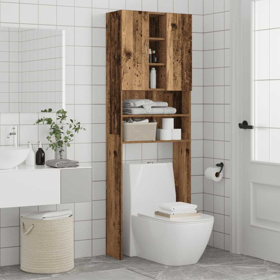 Armario de lavadora madera envejecida 64x25,5x190