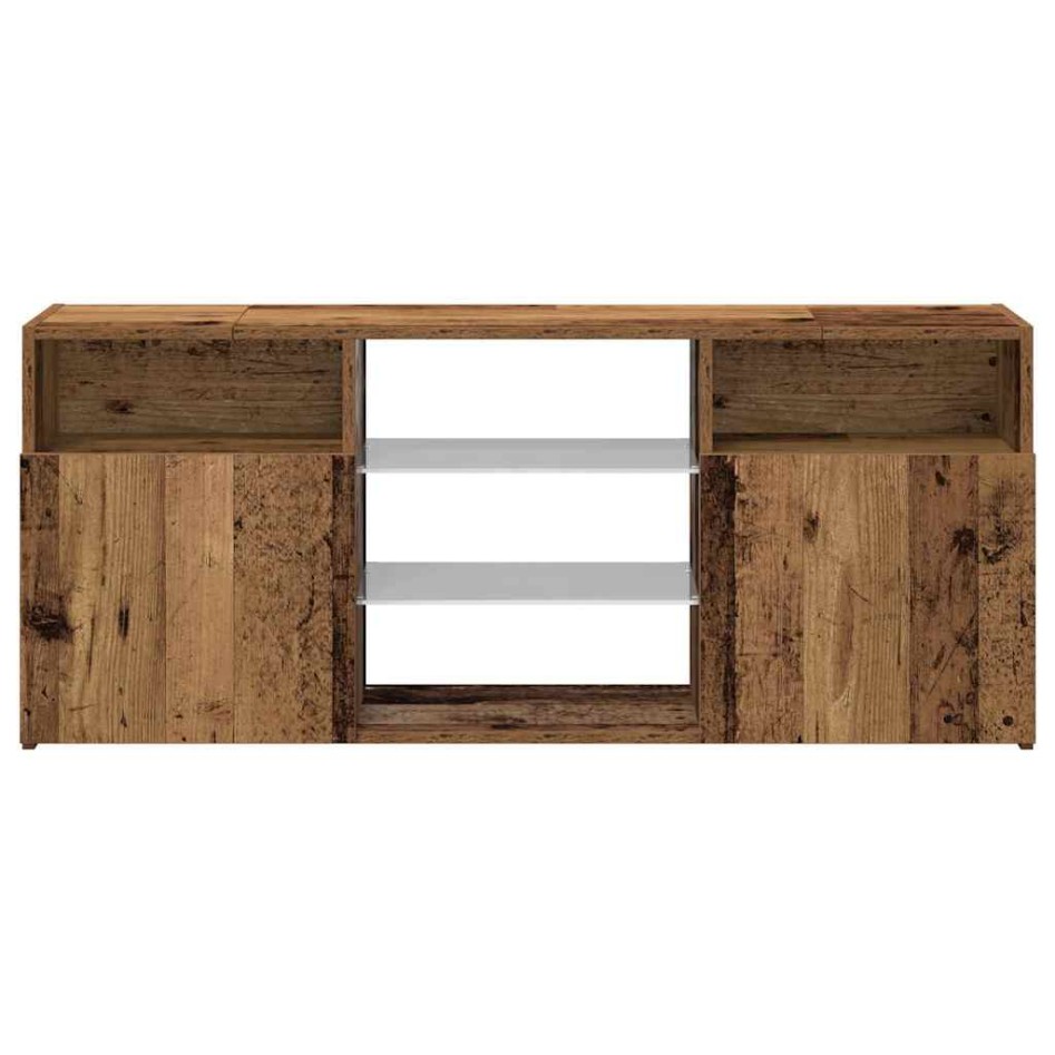 Mueble TV luces LED madera ingeniería envejecida 120x30x50