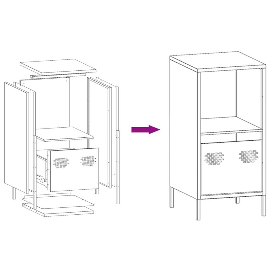 Aparador de acero laminado en frío blanco 35x39x73,5