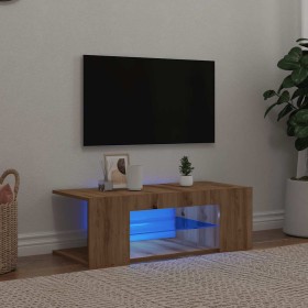 Mueble de TV luces LED madera roble artisan 90x39x30