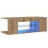 Mueble de TV luces LED madera roble artisan 90x39x30