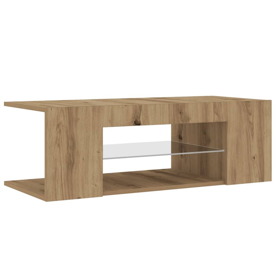 Mueble de TV luces LED madera roble artisan 90x39x30