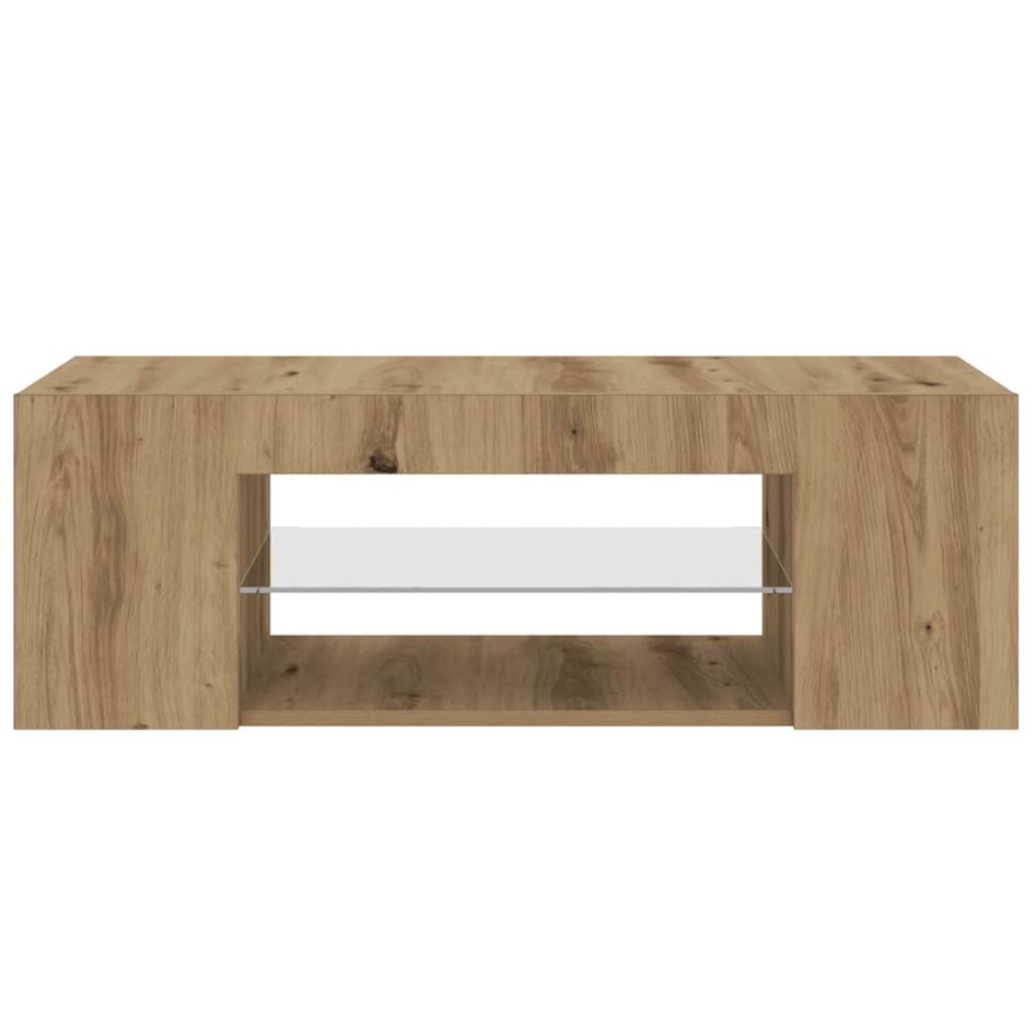 Mueble de TV luces LED madera roble artisan 90x39x30
