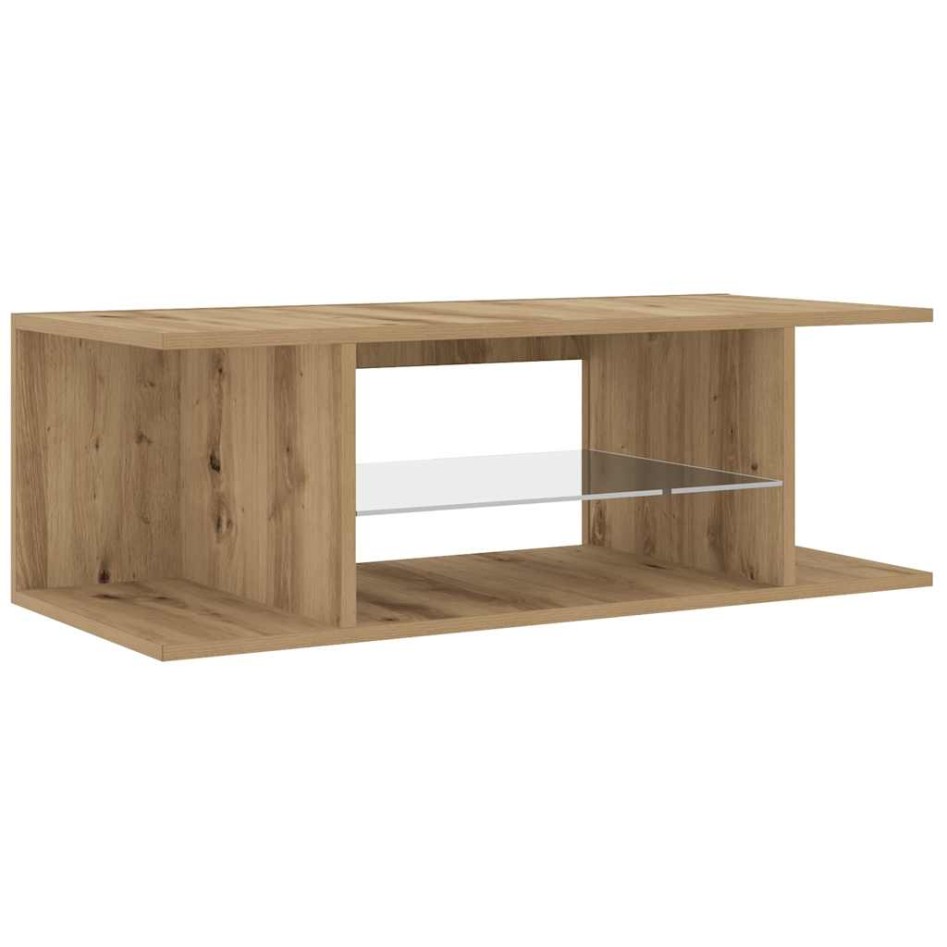 Mueble de TV luces LED madera roble artisan 90x39x30