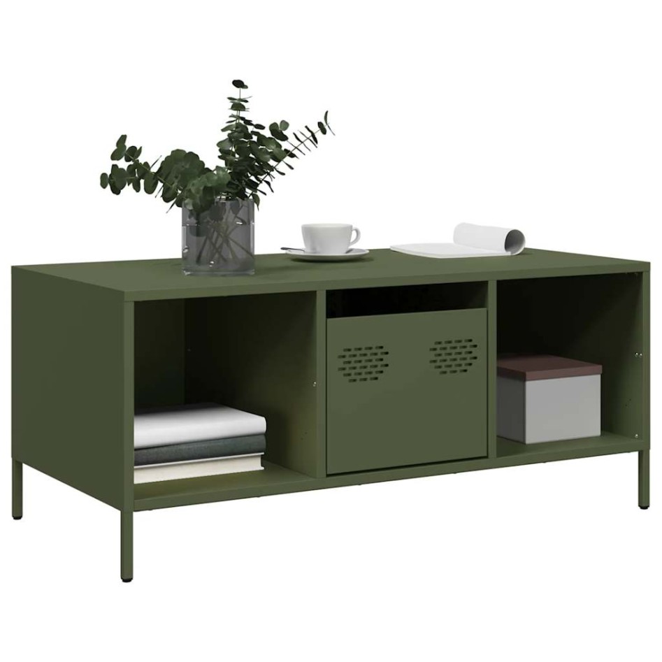 Mesa de centro acero laminado frío verde oliva 101,5x50x43,5