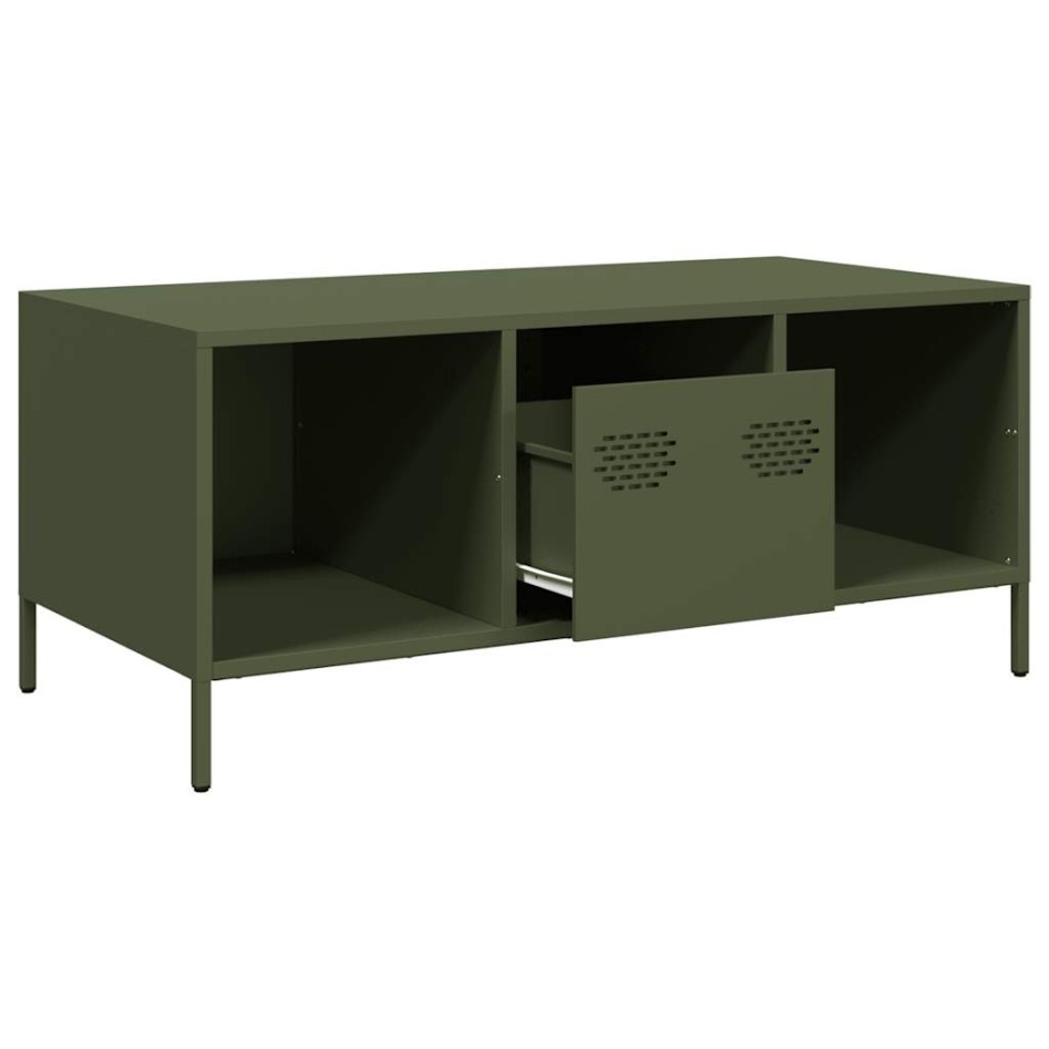 Mesa de centro acero laminado frío verde oliva 101,5x50x43,5