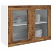 Armario colgante vidrio madera ingeniería envejecida 80x31x60cm