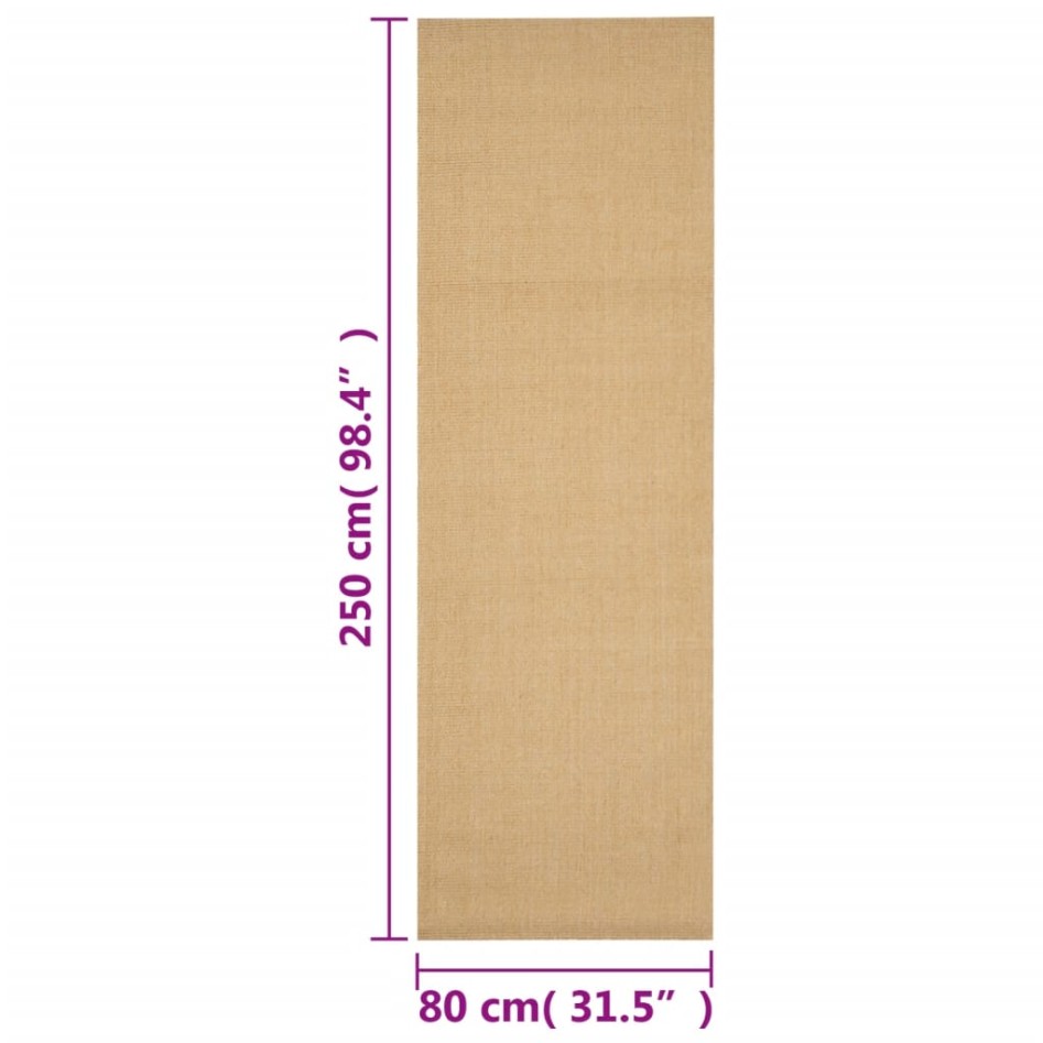 Alfombra de sisal natural 80x250