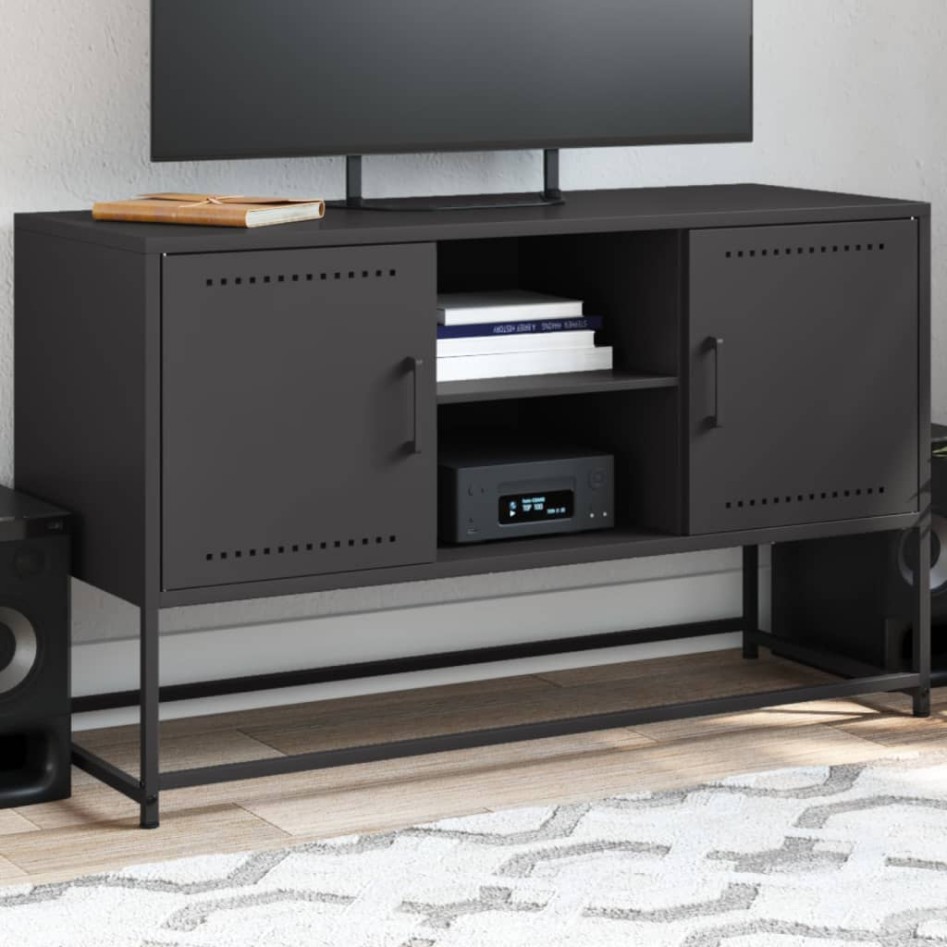 Mueble para TV de acero negro 100,5x39x60,5