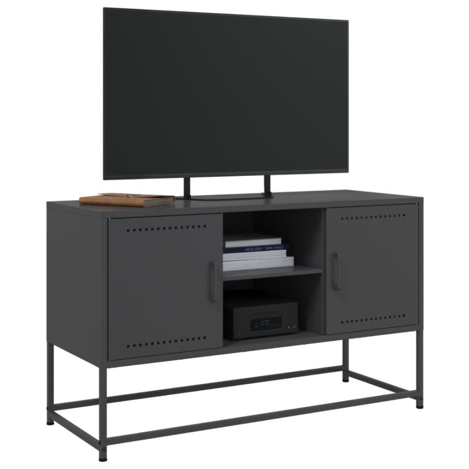 Mueble para TV de acero negro 100,5x39x60,5