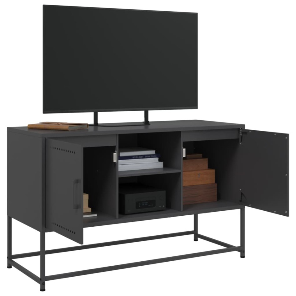 Mueble para TV de acero negro 100,5x39x60,5