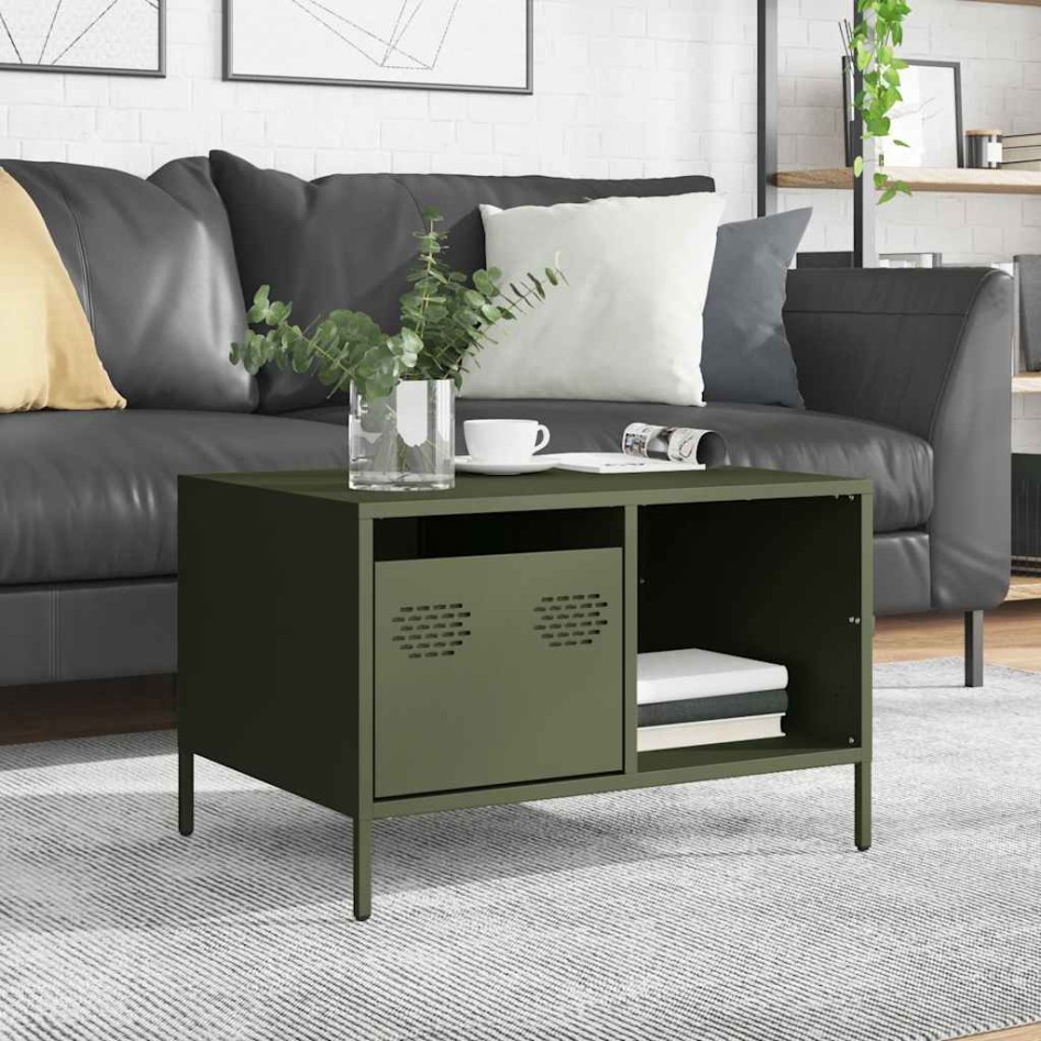 Mesa de centro acero laminado frío verde oliva