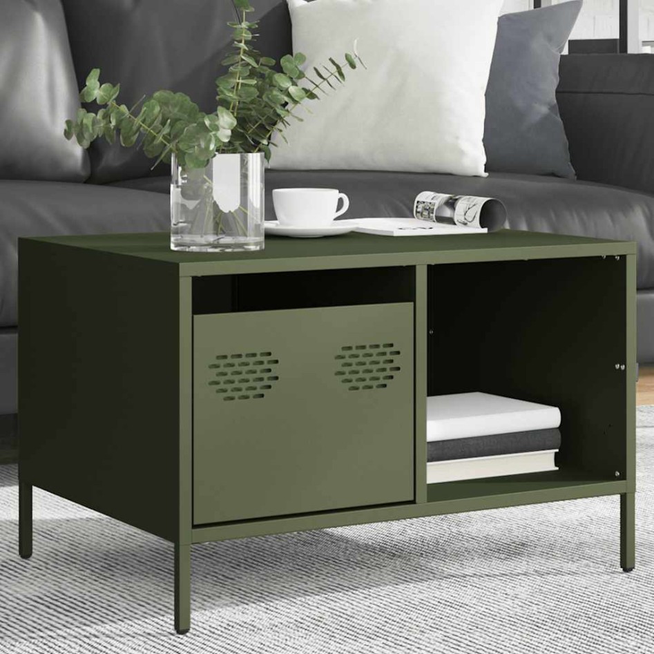Mesa de centro acero laminado frío verde oliva