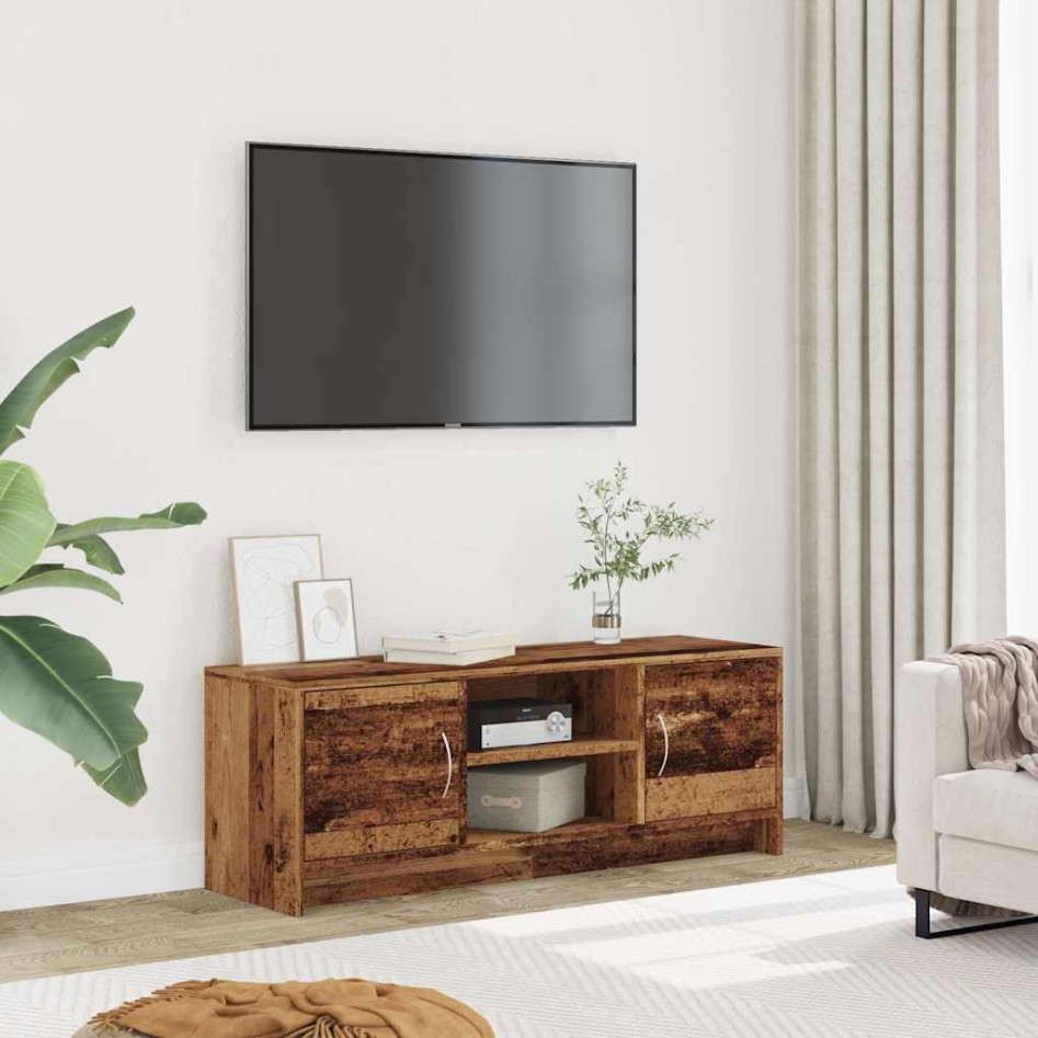 Mueble de TV madera ingeniería madera envejecida 102x30x37,5