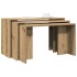 Mesas apilables 3 pzas madera contrachapada color roble