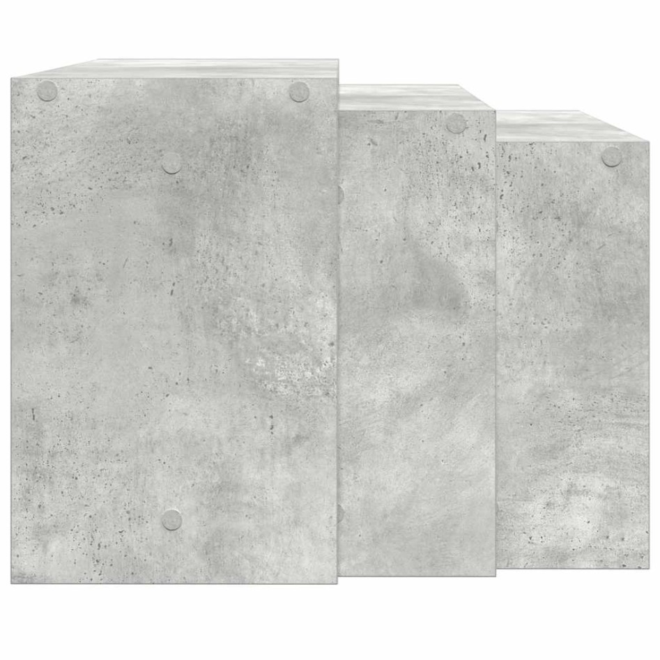 Mesas apilables 3 piezas madera contrachapada gris