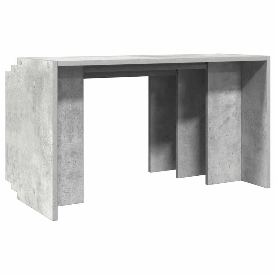 Mesas apilables 3 piezas madera contrachapada gris