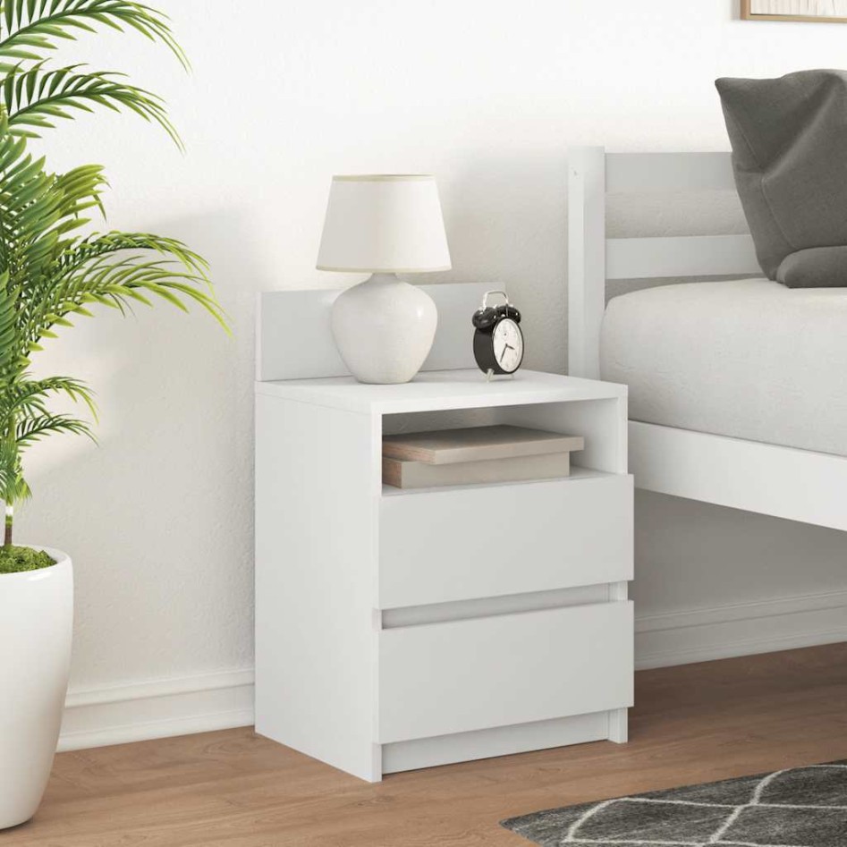Mesilla de noche con 2 cajones blanca 40x33x60
