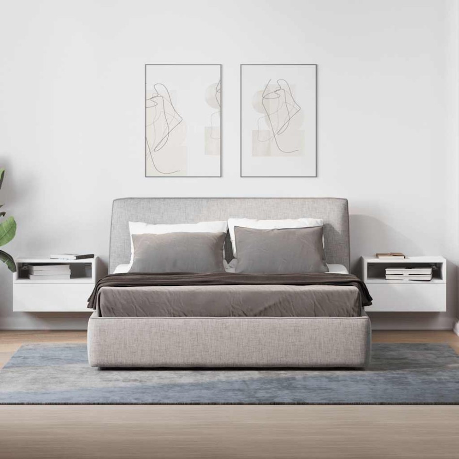 Mesitas de noche de pared 2 unidades blanca 45x26x28,5