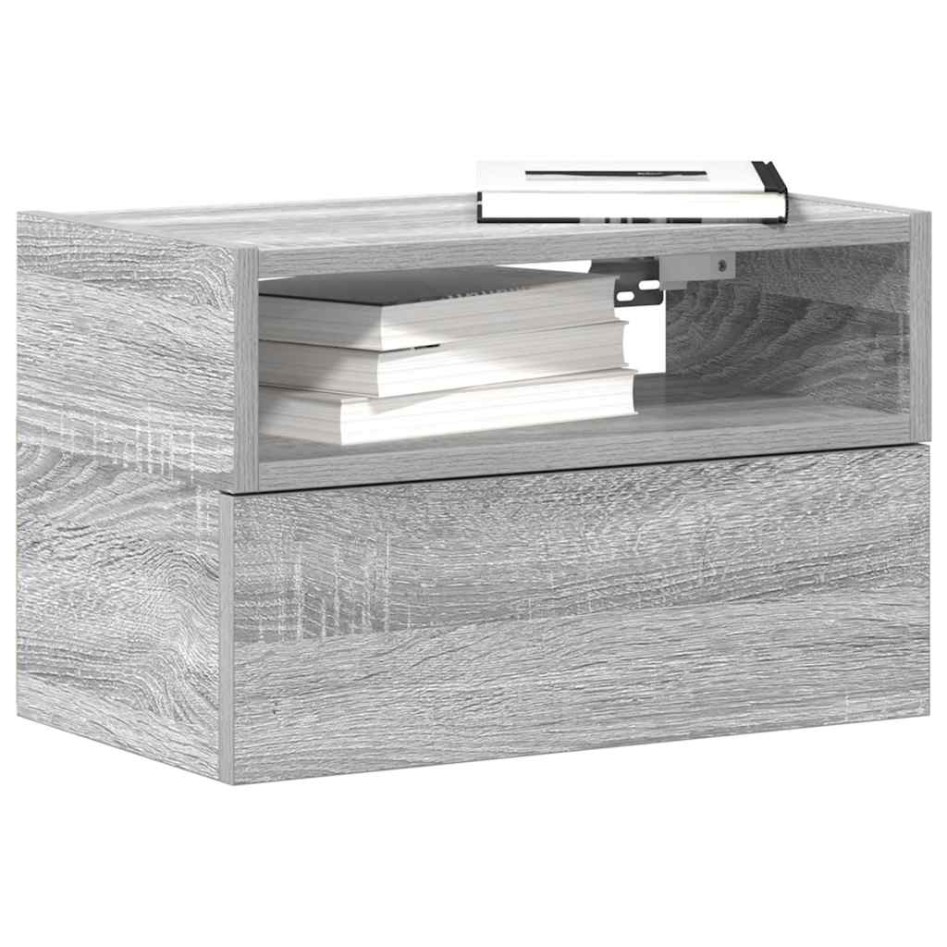 Mesitas de noche de pared 2 uds gris sonoma 45x26x28,5