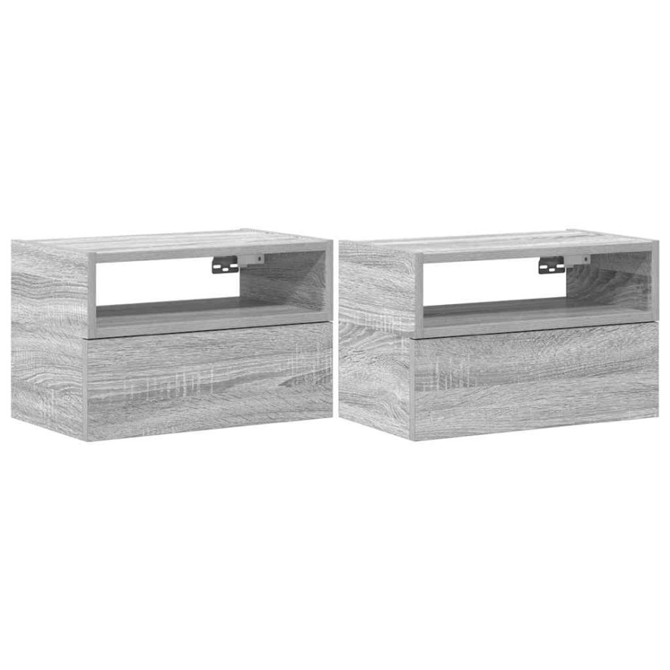 Mesitas de noche de pared 2 uds gris sonoma 45x26x28,5