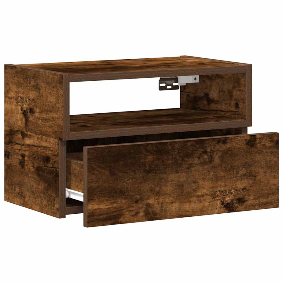 Mesitas de noche de pared 2uds color roble ahumado