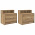 Mesillas de noche con cajón 2 uds roble artesanal 51x31x47